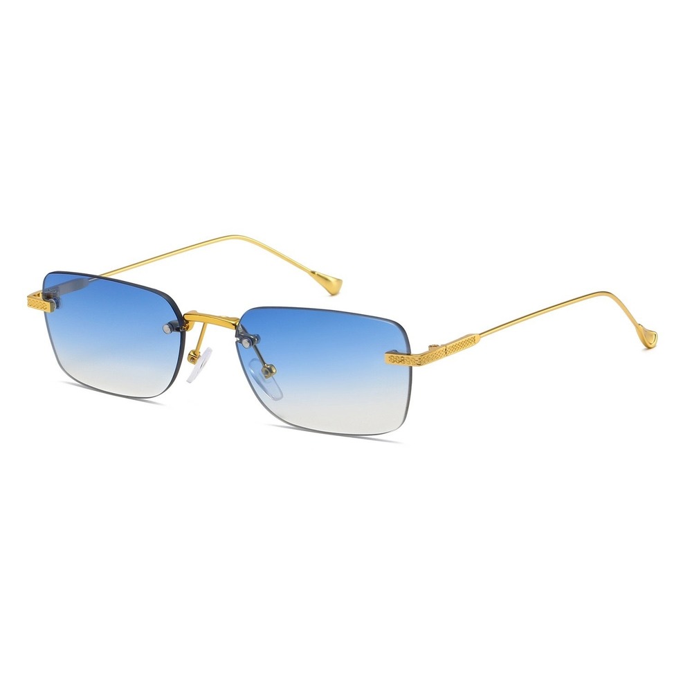 Mens Square Sunglasses Oceanic Blue Lens Aviator Style Fashion Hip Hop Shades - Picture 10 of 10